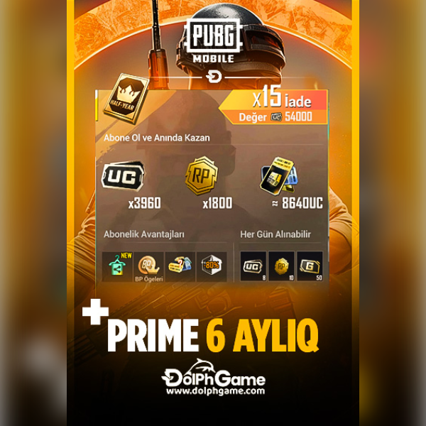 Pubg Mobile Prime Plus 6 Aylıq - 5400 UC