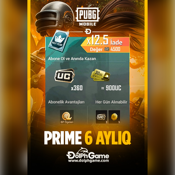 Pubg Mobile Prime 6 Aylıq - 900 UC